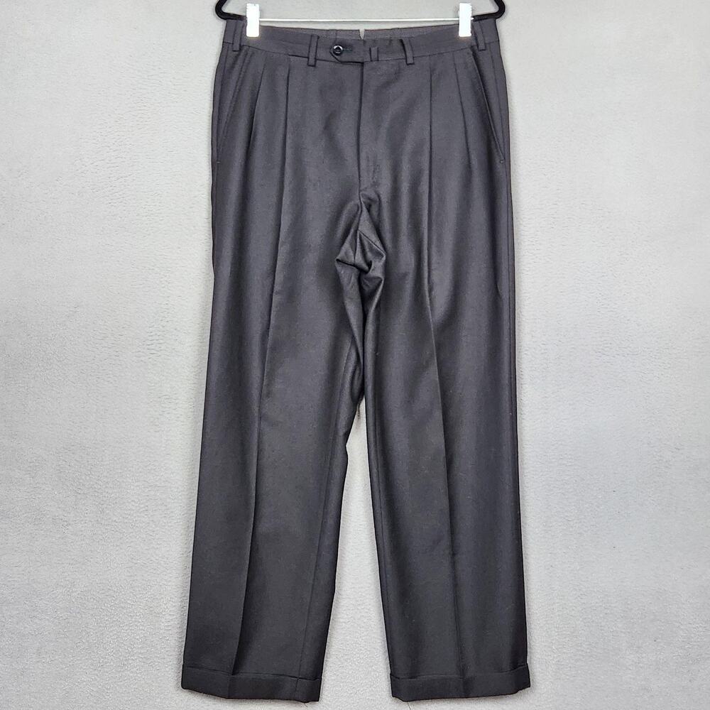 Ermenegildo Zegna Dress Pants Mens 34x30 Black Wool Pleated Cuffed Classic